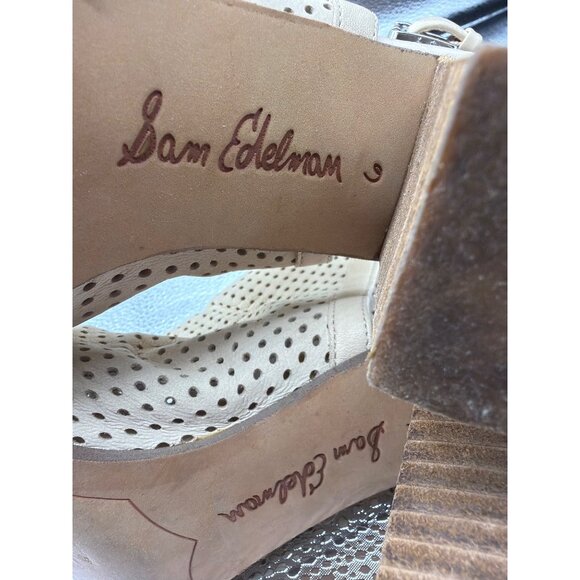 Sam Edelman Perforated Sandals Block Heel Peep Toe shoe size 6 - Picture 7 of 9